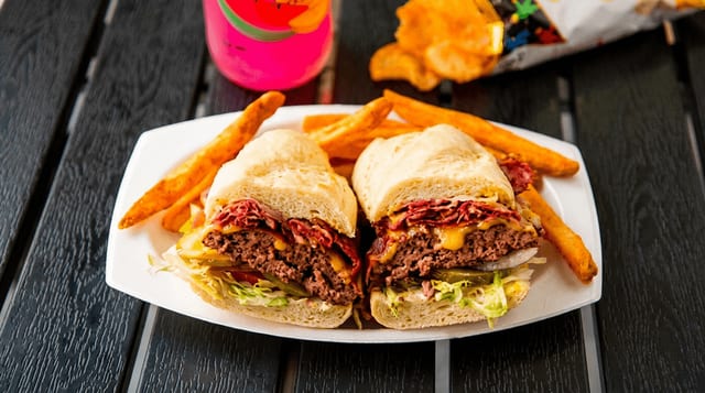 NY Burger with Fries.